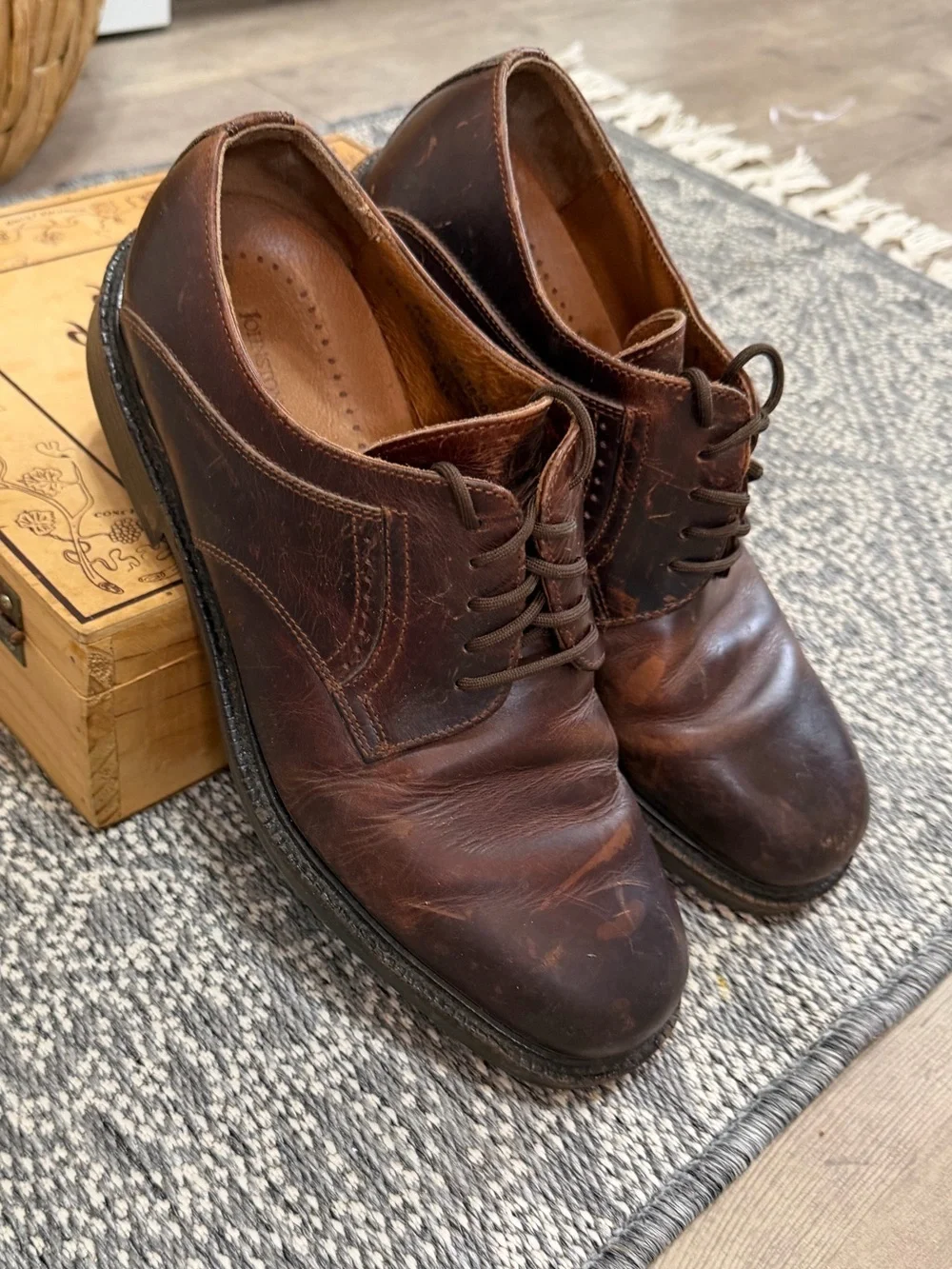 Johnston & Murphy Men’s Brown Leather Derby Oxfords Dress Shoes Size 10.5
